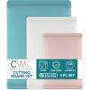 COOK WITH COLOR Extra Large Cutting Board Set, Jumbo-Sized Boards with Rubber Border for Enhanced Cooking Experience, 3-Piece, Grey(Teal Solid)
