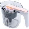 COOK WITH COLOR Measuring Cup Set – 9 PC. Nesting Stackable Liquid Measure Cup, Dry Measuring Cups and Spoons with Funnel and Scraper (Multi Colored)(Grey and Pink)
