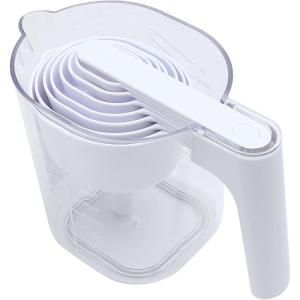 COOK WITH COLOR Measuring Cup Set – 9 PC. Nesting Stackable Liquid Measure Cup, Dry Measuring Cups and Spoons with Funnel and Scraper (Multi Colored)(White)