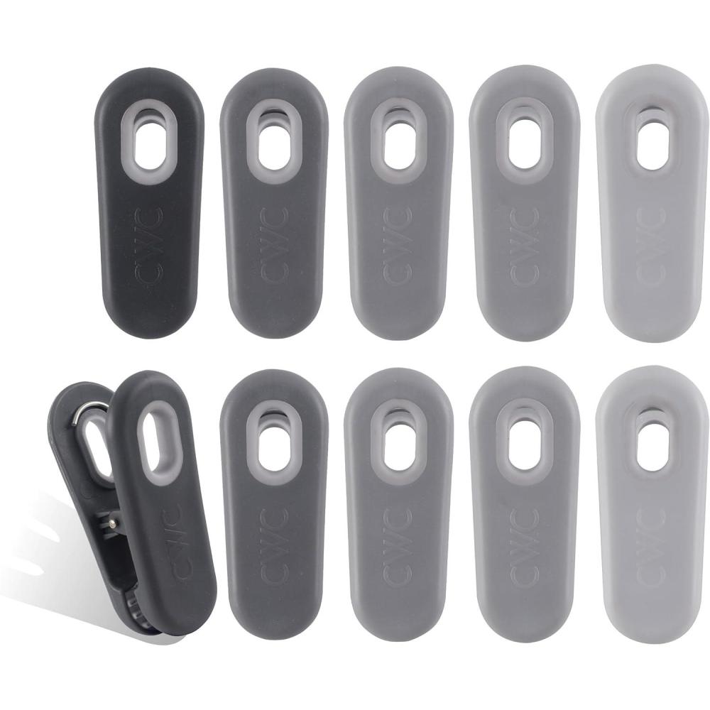 image:imageCOOK WITH COLOR 10 Pc Bag Clips with Magnet Food Clips Chip Clips Bag Clips for Food Storage with Air Tight Seal Grip Snack Bags and Food Bags GreyGrey