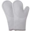 COOK WITH COLOR Silicone Oven Mitts- Heat Resistant Gloves with Soft Quilted Lining Oven Mitt Pot Holders for Cooking and BBQ, Black, Oven Mitt(Gray)