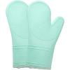 COOK WITH COLOR Silicone Oven Mitts- Heat Resistant Gloves with Soft Quilted Lining Oven Mitt Pot Holders for Cooking and BBQ, Black, Oven Mitt(Mint)
