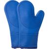 COOK WITH COLOR Silicone Oven Mitts- Heat Resistant Gloves with Soft Quilted Lining Oven Mitt Pot Holders for Cooking and BBQ, Black, Oven Mitt(Navy)