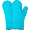 COOK WITH COLOR Silicone Oven Mitts- Heat Resistant Gloves with Soft Quilted Lining Oven Mitt Pot Holders for Cooking and BBQ, Black, Oven Mitt(Teal)