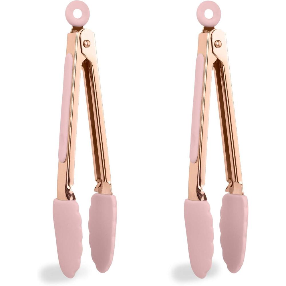 image:imageCOOK WITH COLOR Stainless Steel Silicone Tipped Kitchen amp BBQ Tongs Set 3 Pc Utensils BluePink