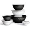 COOK WITH COLOR Mixing Bowls with TPR Lids – 12 Piece Plastic Nesting Set includes 6 Prep and Lids, Microwave Safe Bowl (Black Ombre)(Black and White Diamond)