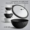 COOK WITH COLOR Mixing Bowls with TPR Lids – 12 Piece Plastic Nesting Set includes 6 Prep and Lids, Microwave Safe Bowl (Black Ombre)(Black and White Diamond)