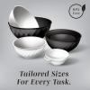 COOK WITH COLOR Mixing Bowls with TPR Lids – 12 Piece Plastic Nesting Set includes 6 Prep and Lids, Microwave Safe Bowl (Black Ombre)(Black and White Diamond)