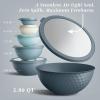 COOK WITH COLOR Mixing Bowls with TPR Lids – 12 Piece Plastic Nesting Set includes 6 Prep and Lids, Microwave Safe Bowl (Black Ombre)(Blue Embossed)