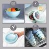 COOK WITH COLOR Mixing Bowls with TPR Lids – 12 Piece Plastic Nesting Set includes 6 Prep and Lids, Microwave Safe Bowl (Black Ombre)(Blue TPR Lids)