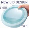 COOK WITH COLOR Mixing Bowls with TPR Lids – 12 Piece Plastic Nesting Set includes 6 Prep and Lids, Microwave Safe Bowl (Black Ombre)(Blue TPR Lids)