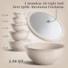COOK WITH COLOR Mixing Bowls with TPR Lids – 12 Piece Plastic Nesting Set includes 6 Prep and Lids, Microwave Safe Bowl (Black Ombre)(Cream Embossed)