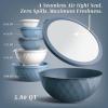 COOK WITH COLOR Mixing Bowls with TPR Lids – 12 Piece Plastic Nesting Set includes 6 Prep and Lids, Microwave Safe Bowl (Black Ombre)(Denim Diamond)