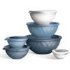 COOK WITH COLOR Mixing Bowls with TPR Lids – 12 Piece Plastic Nesting Set includes 6 Prep and Lids, Microwave Safe Bowl (Black Ombre)(Denim Diamond)