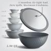 COOK WITH COLOR Mixing Bowls with TPR Lids – 12 Piece Plastic Nesting Set includes 6 Prep and Lids, Microwave Safe Bowl (Black Ombre)(Grey Embossed)