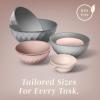 COOK WITH COLOR Mixing Bowls with TPR Lids – 12 Piece Plastic Nesting Set includes 6 Prep and Lids, Microwave Safe Bowl (Black Ombre)(Grey/Pink Diamond)