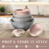COOK WITH COLOR Mixing Bowls with TPR Lids – 12 Piece Plastic Nesting Set includes 6 Prep and Lids, Microwave Safe Bowl (Black Ombre)(Grey/Pink Diamond)