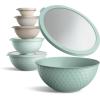 COOK WITH COLOR Mixing Bowls with TPR Lids – 12 Piece Plastic Nesting Set includes 6 Prep and Lids, Microwave Safe Bowl (Black Ombre)(Mint Embossed)