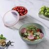 COOK WITH COLOR Mixing Bowls with TPR Lids – 12 Piece Plastic Nesting Set includes 6 Prep and Lids, Microwave Safe Bowl (Black Ombre)(Pink and Teal TPR Lids)
