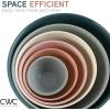COOK WITH COLOR Mixing Bowls with TPR Lids – 12 Piece Plastic Nesting Set includes 6 Prep and Lids, Microwave Safe Bowl (Black Ombre)(Pink and Teal TPR Lids)
