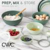 COOK WITH COLOR Mixing Bowls with TPR Lids – 12 Piece Plastic Nesting Set includes 6 Prep and Lids, Microwave Safe Bowl (Black Ombre)(Sage Embossed)