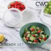 COOK WITH COLOR Mixing Bowls with TPR Lids – 12 Piece Plastic Nesting Set includes 6 Prep and Lids, Microwave Safe Bowl (Black Ombre)(Sage TPR Lids)