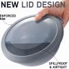 COOK WITH COLOR Mixing Bowls with TPR Lids – 12 Piece Plastic Nesting Set includes 6 Prep and Lids, Microwave Safe Bowl (Black Ombre)(Speckled Charcoal TPR Lids)