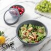 COOK WITH COLOR Mixing Bowls with TPR Lids – 12 Piece Plastic Nesting Set includes 6 Prep and Lids, Microwave Safe Bowl (Black Ombre)(Speckled Charcoal TPR Lids)