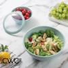 COOK WITH COLOR Mixing Bowls with TPR Lids – 12 Piece Plastic Nesting Set includes 6 Prep and Lids, Microwave Safe Bowl (Black Ombre)(Speckled Mint TPR Lids)