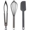 COOK WITH COLOR Stainless Steel Silicone Tipped Kitchen & BBQ Tongs Set, 3 Pc Utensils, Blue(Gray)