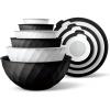 COOK WITH COLOR Mixing Bowls with TPR Lids – 12 Piece Plastic Nesting Set includes 6 Prep and Lids, Microwave Safe Bowl (Black Ombre)(Black and White Diamond)