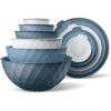 COOK WITH COLOR Mixing Bowls with TPR Lids – 12 Piece Plastic Nesting Set includes 6 Prep and Lids, Microwave Safe Bowl (Black Ombre)(Denim Diamond)