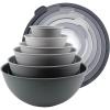 COOK WITH COLOR Mixing Bowls with TPR Lids – 12 Piece Plastic Nesting Set includes 6 Prep and Lids, Microwave Safe Bowl (Black Ombre)(Grey Tritan Lid)