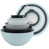 COOK WITH COLOR Mixing Bowls with TPR Lids – 12 Piece Plastic Nesting Set includes 6 Prep and Lids, Microwave Safe Bowl (Black Ombre)(Mint TPR Lids)