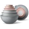 COOK WITH COLOR Mixing Bowls with TPR Lids – 12 Piece Plastic Nesting Set includes 6 Prep and Lids, Microwave Safe Bowl (Black Ombre)(Pink Embossed)