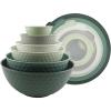 COOK WITH COLOR Mixing Bowls with TPR Lids – 12 Piece Plastic Nesting Set includes 6 Prep and Lids, Microwave Safe Bowl (Black Ombre)(Sage Embossed)