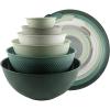 COOK WITH COLOR Mixing Bowls with TPR Lids – 12 Piece Plastic Nesting Set includes 6 Prep and Lids, Microwave Safe Bowl (Black Ombre)(Sage Rhombus)