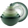 COOK WITH COLOR Mixing Bowls with TPR Lids – 12 Piece Plastic Nesting Set includes 6 Prep and Lids, Microwave Safe Bowl (Black Ombre)(Sage Tritan Lid)