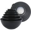 COOK WITH COLOR Mixing Bowls with TPR Lids – 12 Piece Plastic Nesting Set includes 6 Prep and Lids, Microwave Safe Bowl (Black Ombre)(Speckled Black TPR Lids)