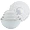 COOK WITH COLOR Mixing Bowls with TPR Lids – 12 Piece Plastic Nesting Set includes 6 Prep and Lids, Microwave Safe Bowl (Black Ombre)(Speckled White TPR Lids)