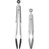 COOK WITH COLOR Stainless Steel Silicone Tipped Kitchen & BBQ Tongs Set, 3 Pc Utensils, Blue(Black and White Collection)