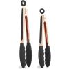 COOK WITH COLOR Stainless Steel Silicone Tipped Kitchen & BBQ Tongs Set, 3 Pc Utensils, Blue(Rose Gold and Black)