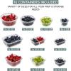 COOK WITH COLOR Premium 32-Pc. Borosilicate Glass Food Container Set with Dividers – 4 Rectangles, 8 Rounds, 4 Squares – Leakproof Lids – Meal Prep, Storage, Grey(Ombre Green)