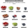 COOK WITH COLOR Premium 32-Pc. Borosilicate Glass Food Container Set with Dividers – 4 Rectangles, 8 Rounds, 4 Squares – Leakproof Lids – Meal Prep, Storage, Grey(Fluted Ombre Grey)