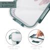 COOK WITH COLOR Premium 32-Pc. Borosilicate Glass Food Container Set with Dividers – 4 Rectangles, 8 Rounds, 4 Squares – Leakproof Lids – Meal Prep, Storage, Grey(Fluted Ombre Green)