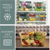 COOK WITH COLOR Premium 32-Pc. Borosilicate Glass Food Container Set with Dividers – 4 Rectangles, 8 Rounds, 4 Squares – Leakproof Lids – Meal Prep, Storage, Grey(Ombre Green)