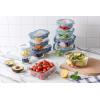 COOK WITH COLOR Premium 32-Pc. Borosilicate Glass Food Container Set with Dividers – 4 Rectangles, 8 Rounds, 4 Squares – Leakproof Lids – Meal Prep, Storage, Grey(Ombre Blue)