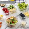 COOK WITH COLOR Premium 32-Pc. Borosilicate Glass Food Container Set with Dividers – 4 Rectangles, 8 Rounds, 4 Squares – Leakproof Lids – Meal Prep, Storage, Grey(Grey)