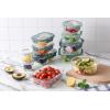 COOK WITH COLOR Premium 32-Pc. Borosilicate Glass Food Container Set with Dividers – 4 Rectangles, 8 Rounds, 4 Squares – Leakproof Lids – Meal Prep, Storage, Grey(Ombre Green)