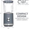 COOK WITH COLOR 300 Watt Blender: Powerful 2-Speed Control with Pulse, 4-Tip Stainless Steel Blades, 25oz (750ml) Jar, and Skid-Resistant Feet, Sage(Grey)